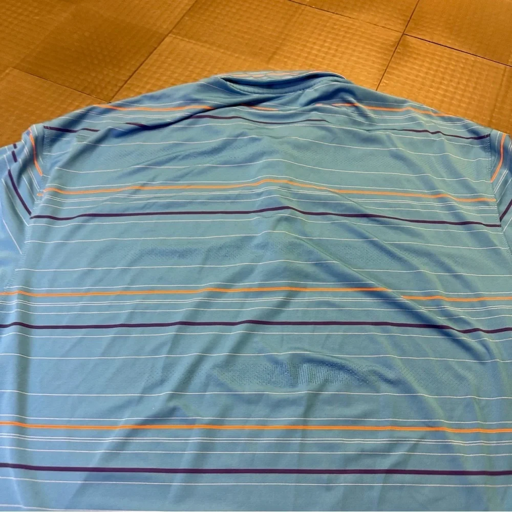 NIKE GOLF MENS BLUE STRIPE DRI FIT SIZE LARGE POLO SHIRT